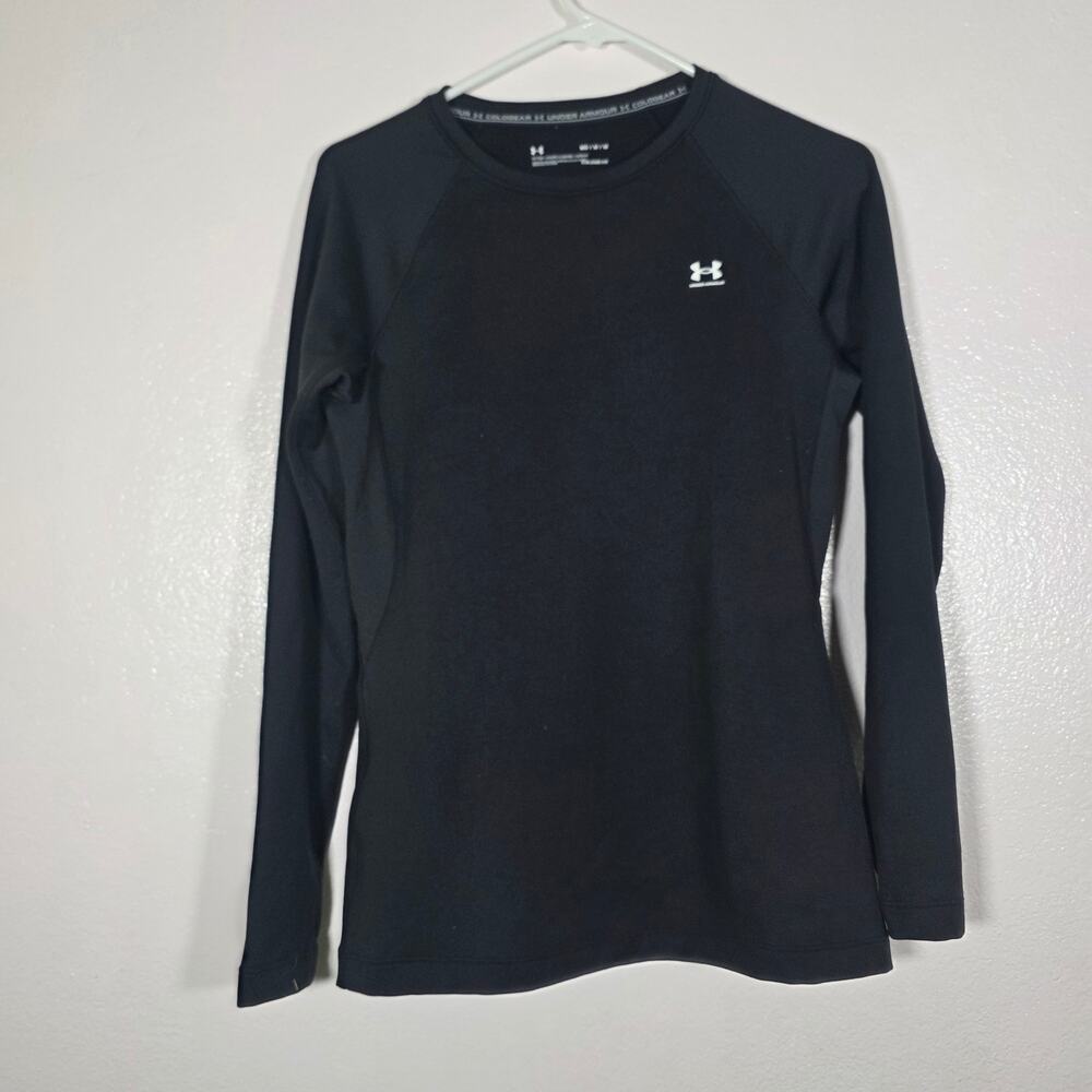 Under Armour ColdGear Fitted Black Long Sleeve Crew Neck Top Womens M